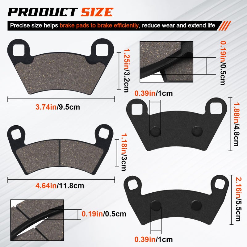 cyleto Ranger 900 800 Brake Pads for Polaris Ranger 700 570 500 Compatible With Polaris RZR 900 XP Crew 500 RZR 4 800 RZR 900 XP Front and Rear - Image 4